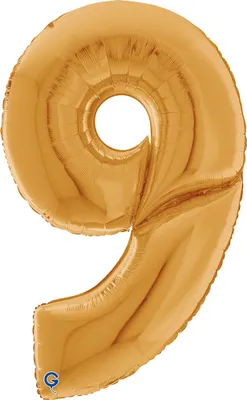 Produktbild von Riesenzahl Giant - Folienballon 64"/162cm - Gold Zahl: 9