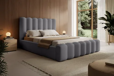 Produktbild von Polsterbett Doppelbett MACON 180x200cm Komplettset Stoff Euphoria Dunkelgrau