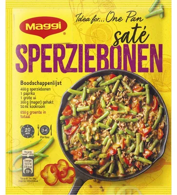 Produktbild von Maggi Dagschotel Sperziebonen Satésaus Mix 70g – Würzige Satésauce für grüne Bohnen