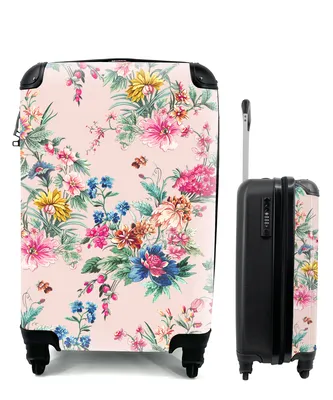 Produktbild von MuchoWow® Koffer Handgepäck Trolley Rollkoffer Kleine Reisekoffer mit 4 Rollen - Blumen - Rosa - Pastell - Cabin Size < 55x40x23 cm & 55x40x20 cm - Fotokoffer - Kabinenkoffer - Boardgepäck - Reise-Box - Reisekoffer - Reisegepäck - Koffer mit Bild - Trolley für Kinder
