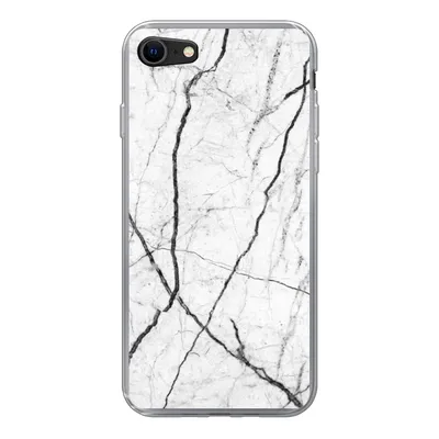 Produktbild von MuchoWow® Handyhülle Schutzhülle Hülle für iPhone SE 2020 Marmor - Schwarz - Weiß Silikon Softcase Handy Hülle - Kartenbesitzer