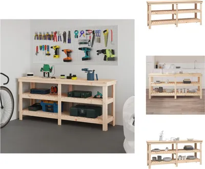 Produktbild von vidaXL Werkbank 181x50x80 cm Massivholz Kiefer -  Werkbänke