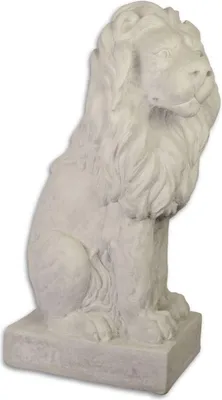 Zdjęcie produktu dla Casa Padrino Garden Terrace Decoration Sculpture Sitting Lion White Grey 28,7 x 43 x H. 74,6 cm - Figurka dekoracyjna