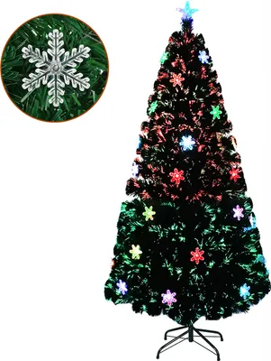 Produktbild von XMTECH Künstlicher Weihnachtsbaum mit Glasfaser LED Beleuchtung 120CM, Weihnachtsdeko Christbaum, Tannenbaum mit Metallständer