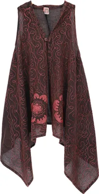 Produktbild von Boho Kaftan Mantel, Langer Offener Poncho, Tunika - Rotbraun, Damen, Baumwolle, Blusen & Tunikas