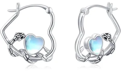 Produktbild von Creolen 925 Sterling Silber mit Mondstein für Damen und Mädchen