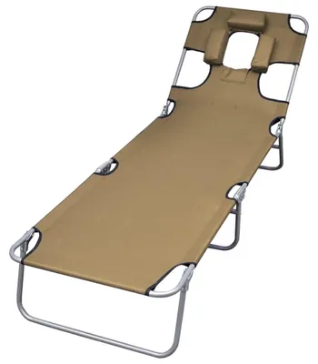 Zdjęcie produktu dla Składany leżak z poduszką, idealny do ogrodu i plaży