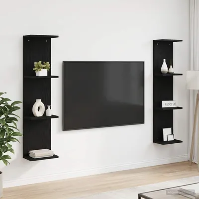 Produktbild von Maison Exclusive - Wandregal 2 stk. Schwarze Eiche 25 x 15 x 100 cm Holzwerkstoff
