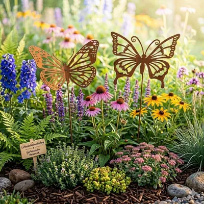 Produktbild von Edle Gartenstecker Schmetterlinge in rostoptik 2er Set