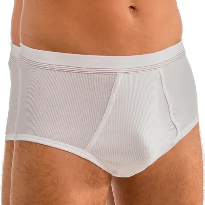 2er Pack Herren Slip mit Eingriff Doppelripp weiß