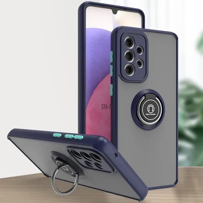 Produktbild von Samsung A33 5G Hülle, Ring Halter Ständer Matte Transluzent TPU Rahmen Stoßfest Schutzhülle für Samsung Galaxy A33 5G Blau