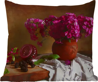 Produktbild von MuchoWow® Outdoor Kissen - Rustikal - Blumen - Rosa - Vase - Stilleben - 40x40 cm - Wetterfest - Lounge Kissen - Kopfkissen - Interieur - Polster mit Bild