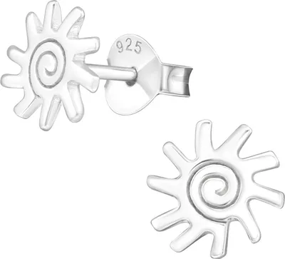 Produktbild von Ohrstecker Ohrringe 925 Sterling Silber vergoldet mit Sonne Material - Silber