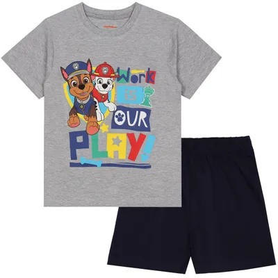 Produktbild von Paw Patrol grau-dunkelblauer Jungen Schlafanzug mit kurzer Hose 8 Jahre