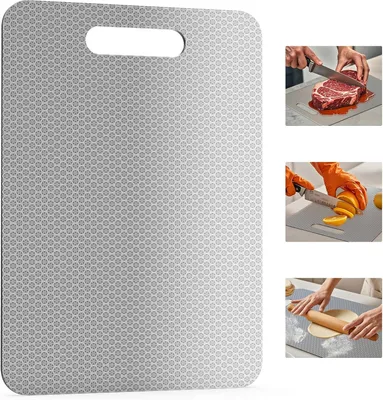 Produktbild von Schneidebrett Titan-Schneidebrett, Schneidebretter aus Edelstahl, Titan-Schneidebrett | 33 x 23,5 cm Titan-Schneidebrett, spülmaschinenfest, Edelstahl