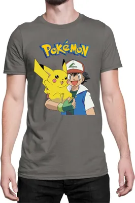 Zdjęcie produktu dla Męska Koszulka Japan Manga Anime Comics Pokemon 013, Man M / Ciemnoszary