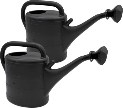 Immagine prodotto di Annaffiatoio in plastica da 10 litri in antracite - 2 pezzi - Grande annaffiatoio da giardino con spruzzo rimovibile (2 pezzi)