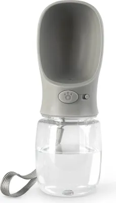 Produktbild von lionto Wasserspender, Trinkflasche für Hunde auf Spaziergängen & Reisen, auslaufsicher, leicht & hygienisch, 350ml, grau
