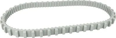 A light gray toothed belt on a white background.