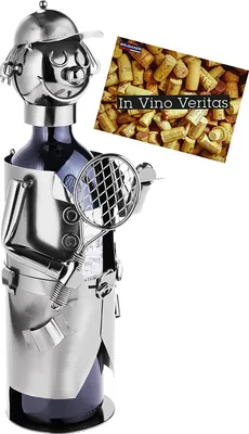 Produktbild von Brubaker Weinflaschenhalter Tennisspieler Metall Skulptur mit Geschenkkarte