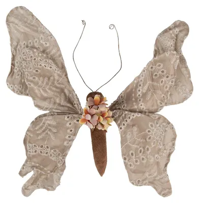 Produktbild von Clayre & Eef Dekoration Schmetterling 33x6x31 cm Beige Synthetisch