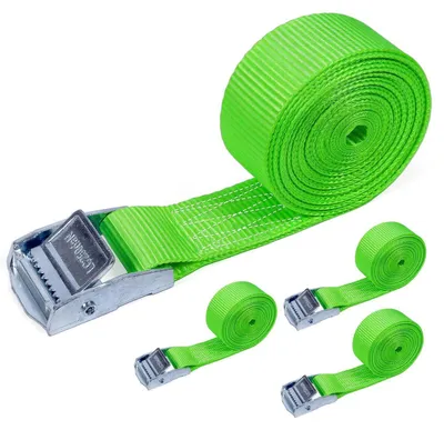 Immagine prodotto di Cinghie di fissaggio con chiusura a molla, 25 mm x 2,5 m, colore verde, confezione da 4 pezzi