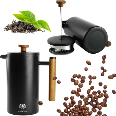 Produktbild von 1L French Press Kaffeebereiter Edelstahl Schwarz Kaffee Kaffeekanne Kaffeepresse