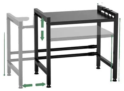 Productafbeelding van Magnetronovenrek, zwaar belastbaar, metalen, in hoogte verstelbaar, 2 niveaus, zwart