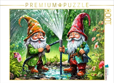 Produktbild von CALVENDO Puzzle Wasserschlacht im Wichtelland | 1000 Teile Lege-Größe 64x48cm Foto-Puzzle für glückliche Stunden