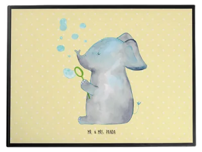 Produktbild von Mr. & Mrs. Panda Schreibunterlage Elefant Seifenblasen - Gelb Pastell - Geschenk, tischpad, schreibtischunterlage, Schreibtischauflage, Liebe, Tiere, Liebesspruch, Heimat