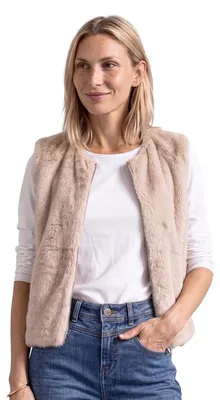 Immagine prodotto di Gilet in ecopelliccia Street One, con zip e tasche, color sabbia, taglia 46