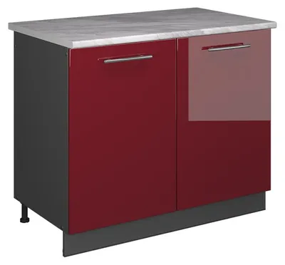 Zdjęcie produktu dla Szafka pod zlew Vicco Fame-Line Bordowy wysoki połysk/Antracyt 100 cm, BP Marmur, Model 61946