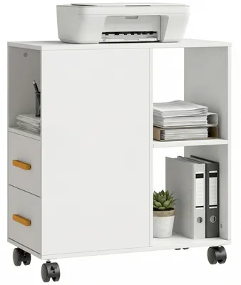Produktbild von HOMCOM Druckerständer Druckertisch mit Verstellbar Ablage Rollen für Fax Scanner