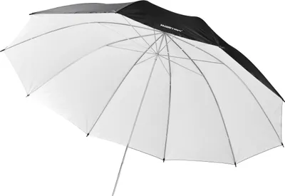 Produktbild von Walimex pro Reflexschirm Ø 150 cm schwarz/weiß für weiches Licht, Lichtreflektor ideal für Porträtfotografie und Produktfotografie, Lichtformer für Studioblitz, Fotoschirm mit Metallstange