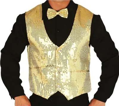 Image de Fiestas Guirca - Gilet à paillettes pour homme FG605 (taille unique) (Or)