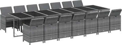 Productafbeelding van vidaXL 15-delige tuinset met kussens, grijs, van polyrotan