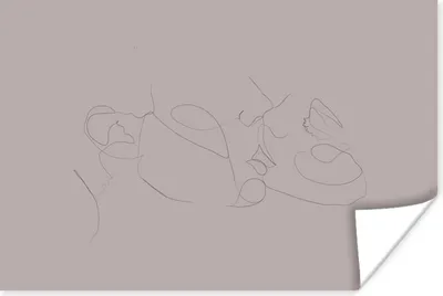 Produktbild von MuchoWow® Poster Liebe - Linienkunst - Romantik 180x120 cm - Fotoplakat
