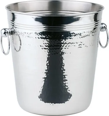 Produktbild von Weinkühler Sektkühler aus poliertem Edelstahl Hammerschlag-Optik Kapazität. 4 Liter ØxH: 21 x 21,5 cm