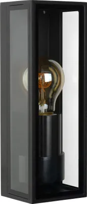 Produktbild von Außenleuchte Wand Glas Metall E27 IP65 25.8 cm hoch Schwarz eckig Modern Außenlampe