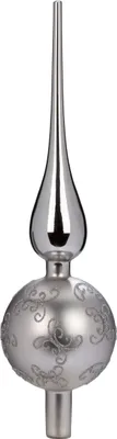 Produktbild von Christbaumspitze XL mit Muster Glas 32cm, 1 Stück, Farbe:Touch of Grey ( grau hellgrau graphite)