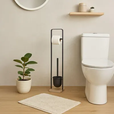 Produktbild von Toilettenbürsten- und Papierhalter mit Bambusfuß