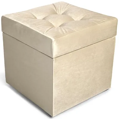 Produktbild von MG Design Polsterhocker Cremefarben 45x45 cm - Stauraum 50L, bis 300 kg, sofort einsatzbereit, pflegeleicht, für Wohnzimmer & Flur