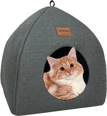 Produktbild von Katzenhöhle mit waschbarem Kissen und faltbarem Zelt - 45 x 45 x 41 cm