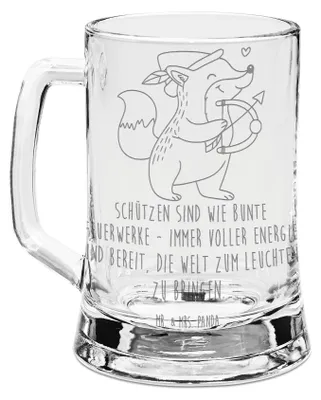 Produktbild von Mr. & Mrs. Panda Humpen Schütze Astrologie - Transparent - Geschenk, Bierkrug Mit Gravur, Krug, Geburtstagsgeschenk, Glas, Seidel, Sternzeichen, Geschenkidee