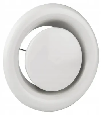 Produktbild von Lüftungsanemostat - Abluftventil - Ø 200 mm - Aus Metall - Mit Montagerahmen - Weiß - Rundes Design