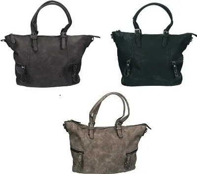 Produktbild von Damen Handtasche PARIS 1 Henkeltasche Umhängetasche mit Reißverschluss, Schulterriemen und zwei Henkeln Farbe - schwarz - CZ17461