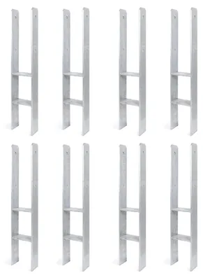 Zdjęcie produktu dla Alberts 8 x wsporniki słupków H, 121x800 mm, grubość materiału 8 mm, głębokość 60 mm, ocynkowane ogniowo