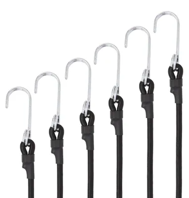 Produktbild von Spanngummi mit Haken 100cm, 6er Set, Schwarz, Gummiseil 8mm, Ø 100cm