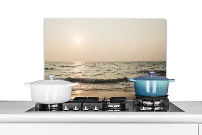 Produktbild von KitchenYeah® Spritzschutz Küche - Küchenrückwand - Wandschutz für Herd und Spüle - Sand - Meer - Strand 70x50 - Alu-Dibond (Alternative zum Spritzschutz aus Glas) - Hitzebeständig - Herdspritzschutz