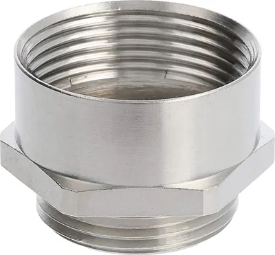 Productafbeelding van WISKA Adapter, tussenstuk M/PG, van M25x1,5 naar PG21x1,588. Materiaal: verzinkt messing (CuZn), zeshoekig